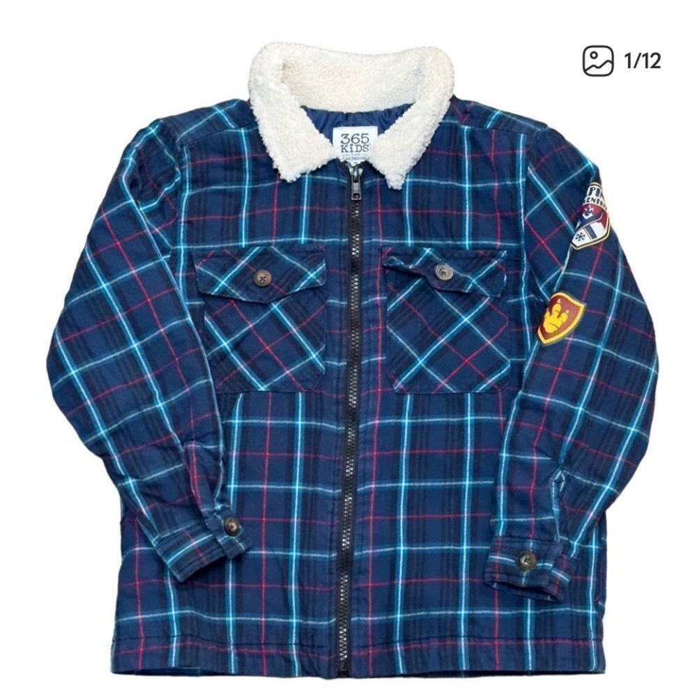 365 kids by Garanimals Blue and Red Plaid Jean Jacket (6) boys. Cute